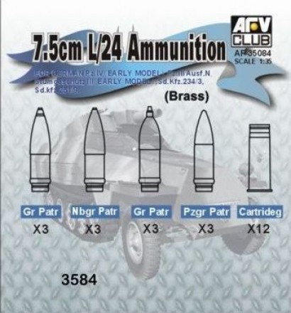 Afv Club - 7,5 cm KwK L/24 AMMO (BRASS) Afv Club - 7,5 cm KwK L/24 AMMO (BRASS)